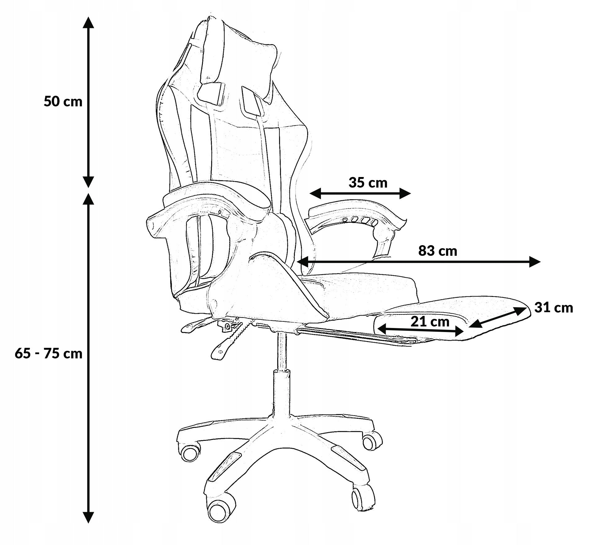 GAMING CHAIR GAMING OFFICE COMPUTER WITH MASSAGE FOOTREST KG104 BLACK Manufacturer code 5.90.20213