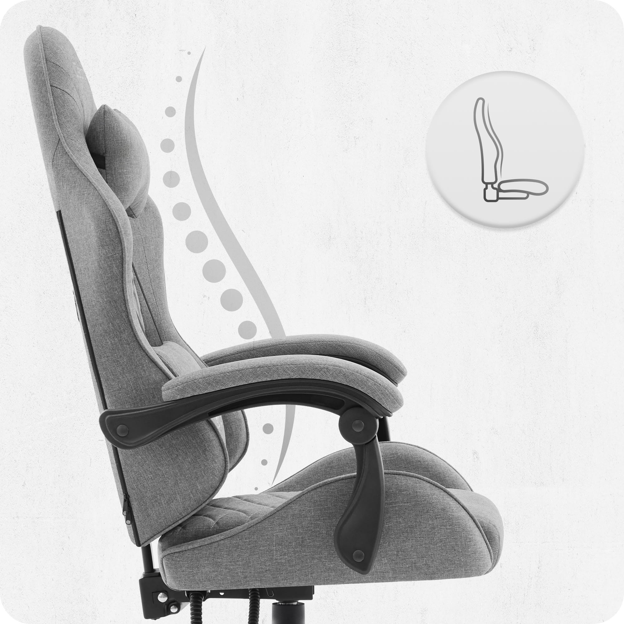 GAMING CHAIR MATERIAL CABRO C500 GREY BLACK FABRIC Furniture height 136 cm