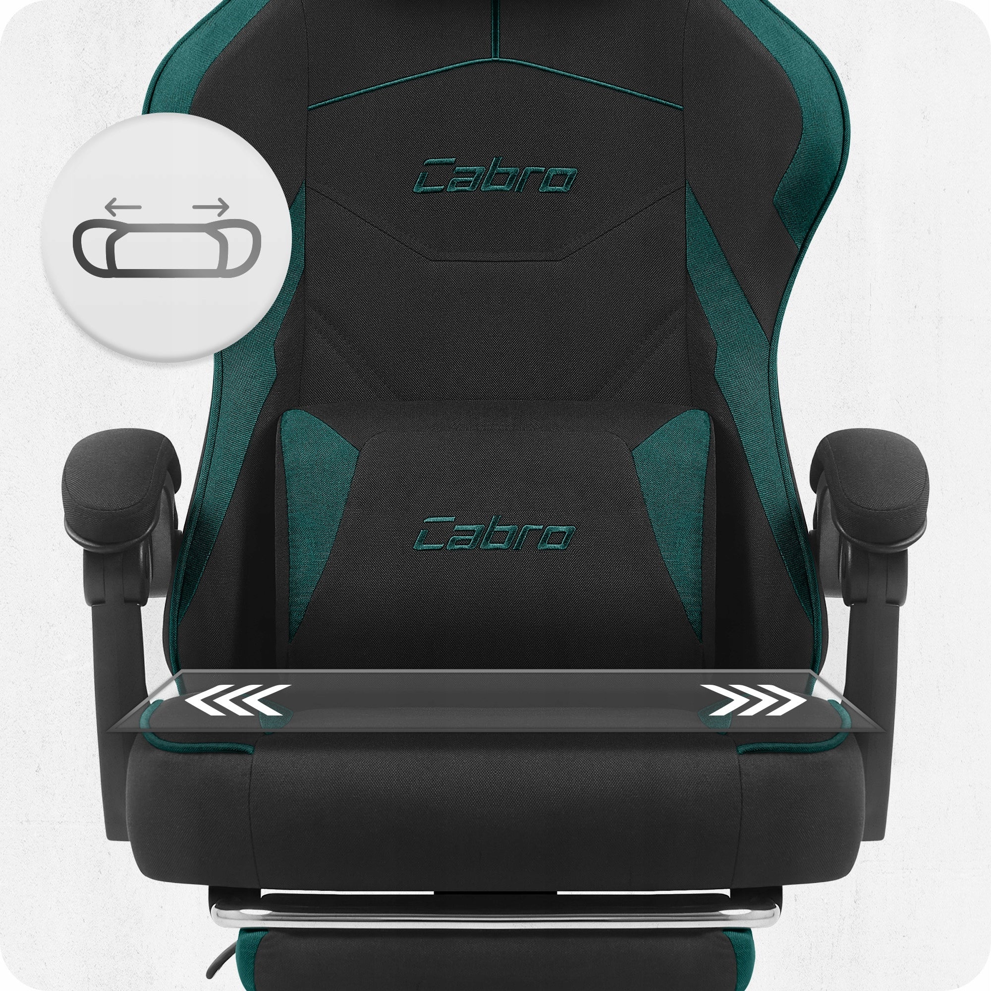 GAMING CHAIR MATERIAL CABRO C502 BLACK GREEN FABRIC Furniture width 60 cm