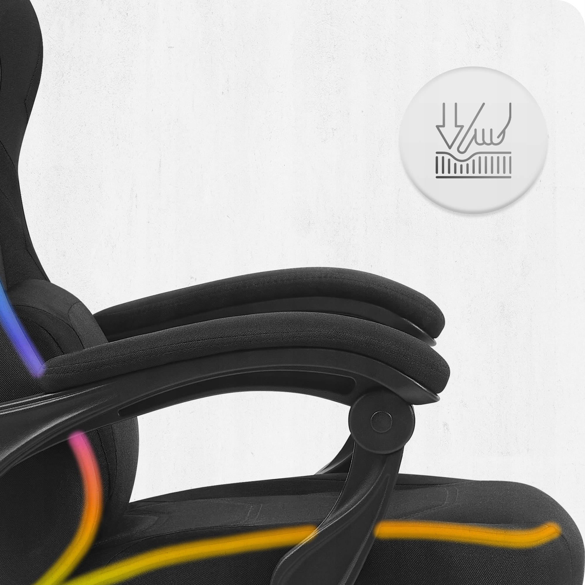 GAMING CHAIR MATERIAL CABRO C502 BLACK LED RGB FABRIC Furniture height 125 cm