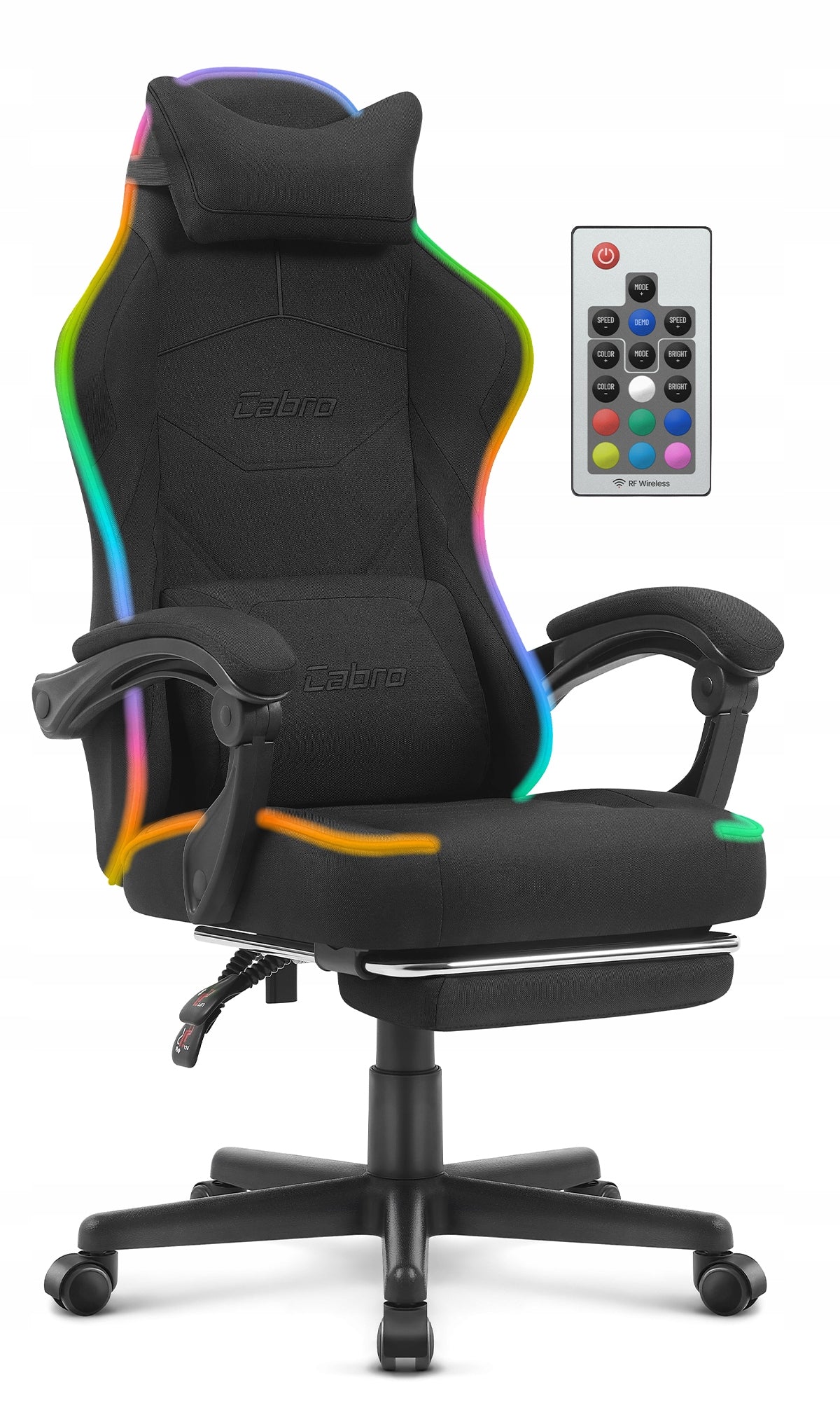 GAMING CHAIR MATERIAL CABRO C502 BLACK LED RGB FABRIC Packaging status original