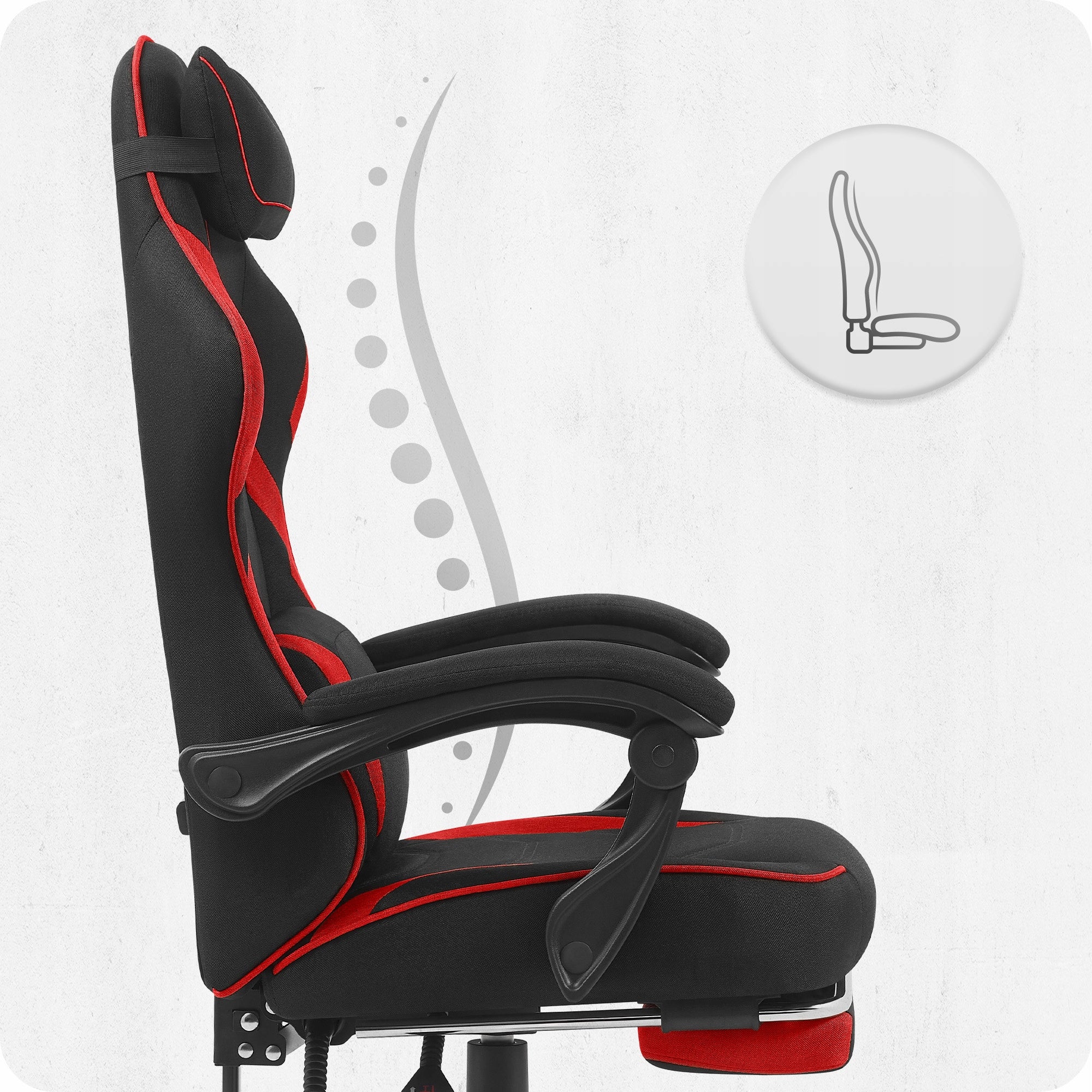 GAMING CHAIR MATERIAL CABRO C502 BLACK RED FABRIC Model C502 CZARNO- CZERWONY