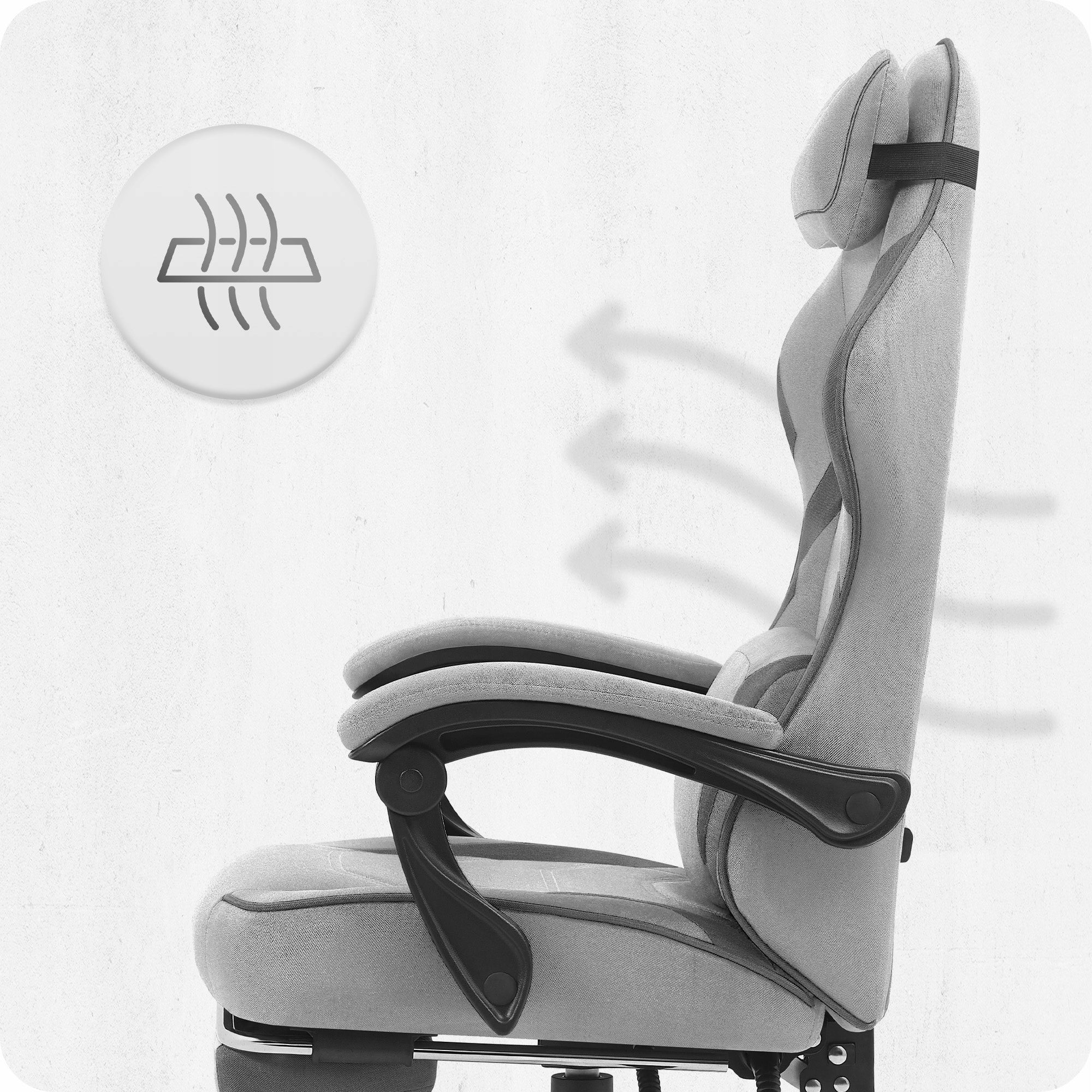 GAMING CHAIR MATERIAL CABRO C502 GREY BLACK Furniture depth 54 cm