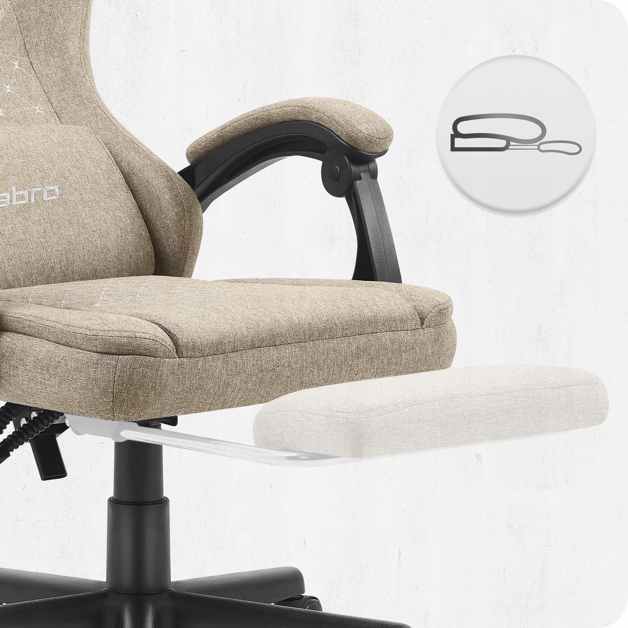 GAMING CHAIR MATERIAL CABRO C503 BEIGE FABRIC Furniture depth 54 cm