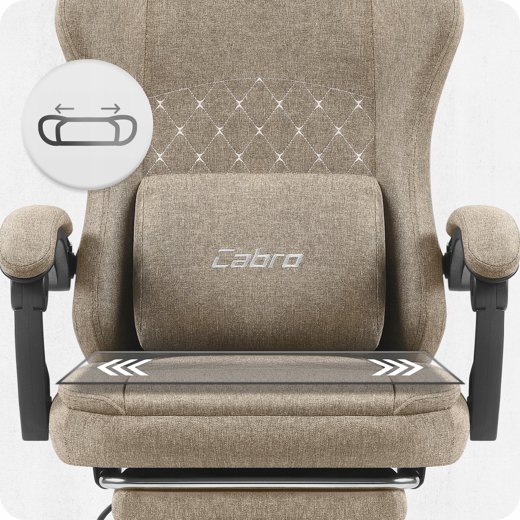 GAMING CHAIR MATERIAL CABRO C503 BEIGE FABRIC Furniture width 60 cm