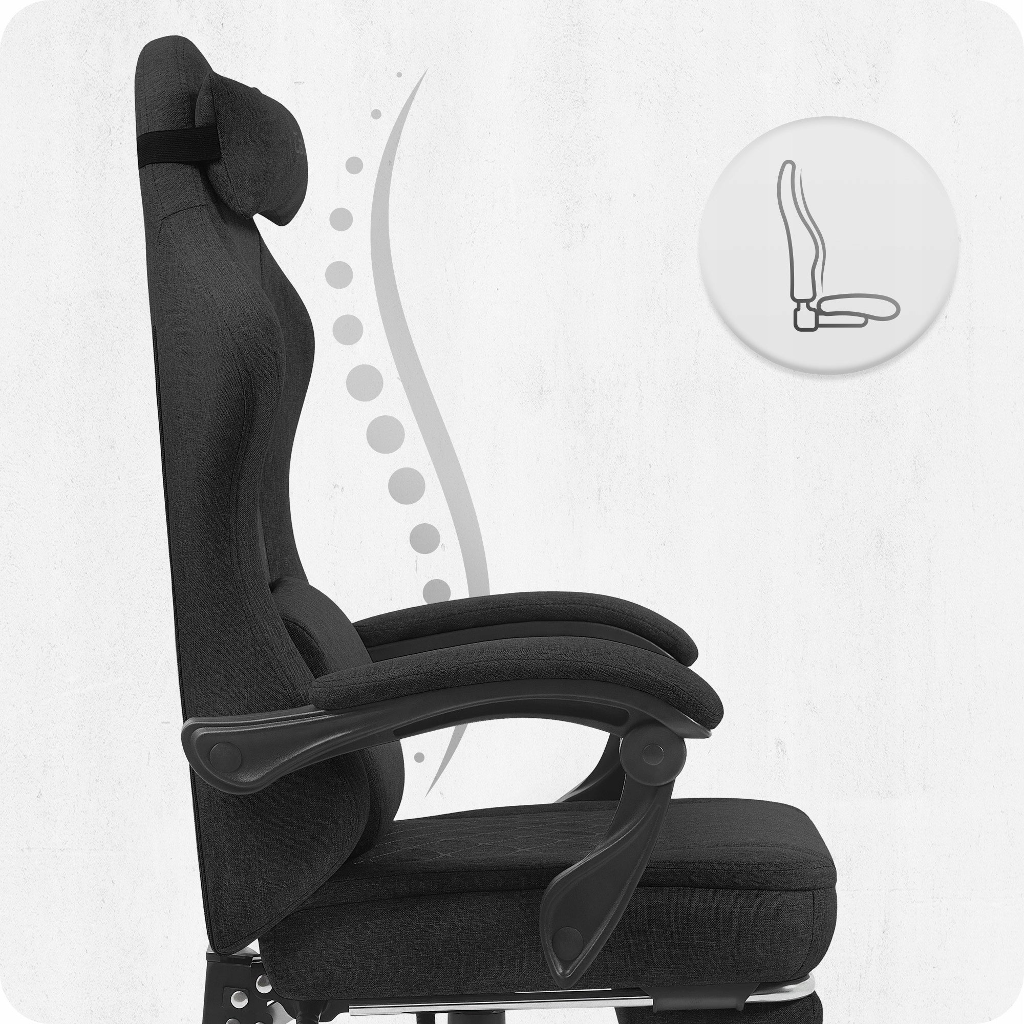 GAMING CHAIR MATERIAL CABRO C503 BLACK FABRIC Model C503 CZARNY