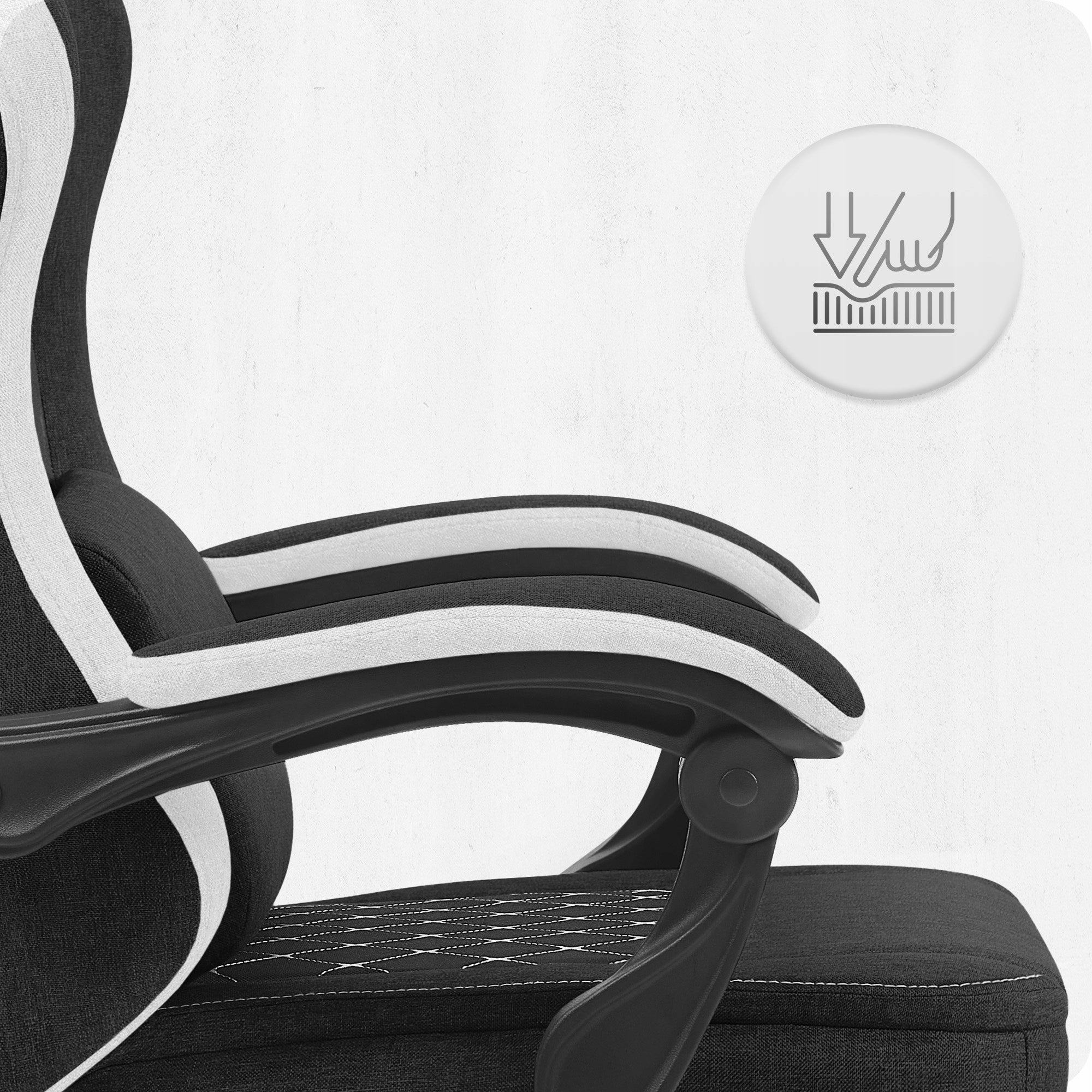GAMING CHAIR MATERIAL CABRO C503 BLACK WHITE FABRIC Furniture height 125 cm