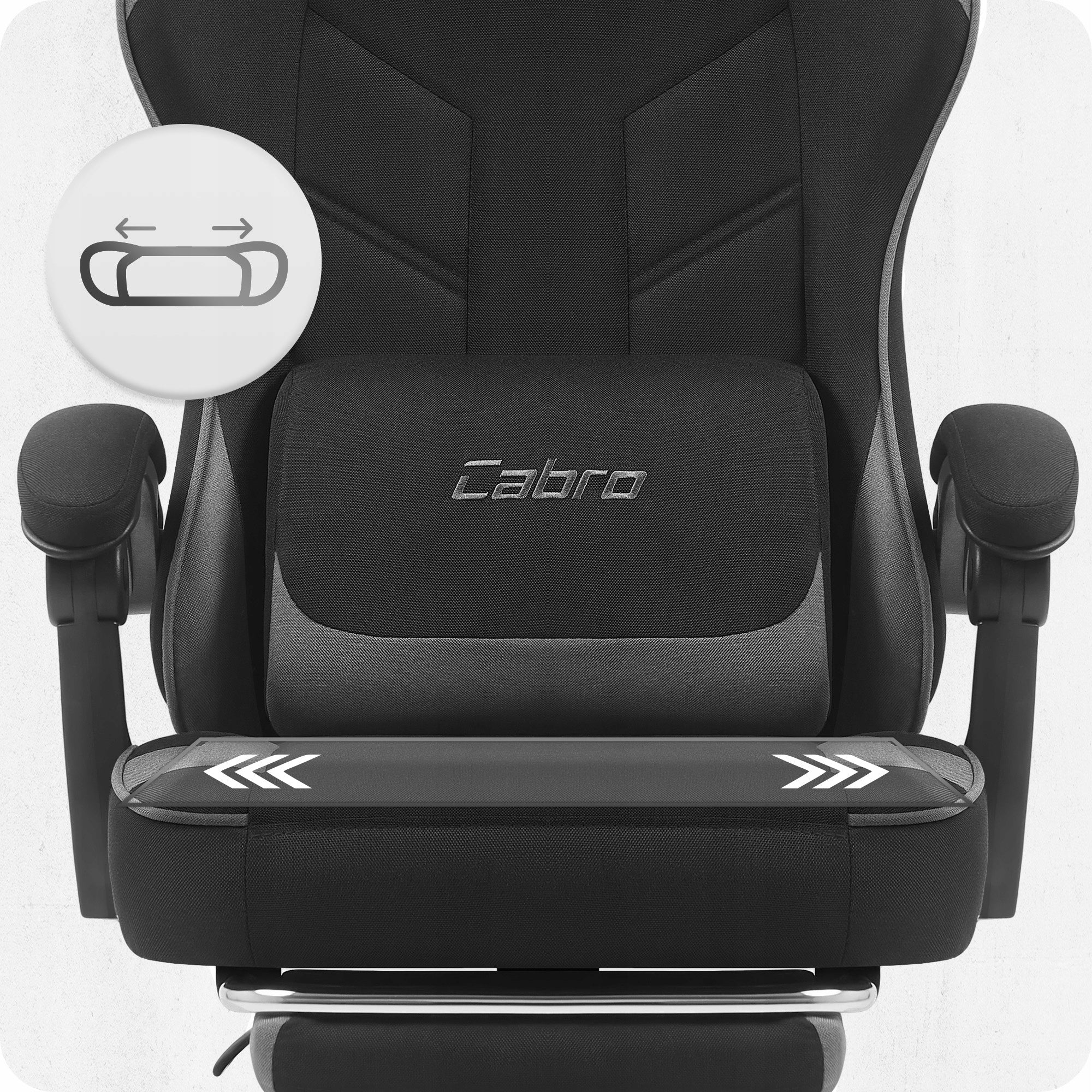 GAMING CHAIR MATERIAL CABRO C504 BLACK GREY FABRIC Furniture height 125 cm