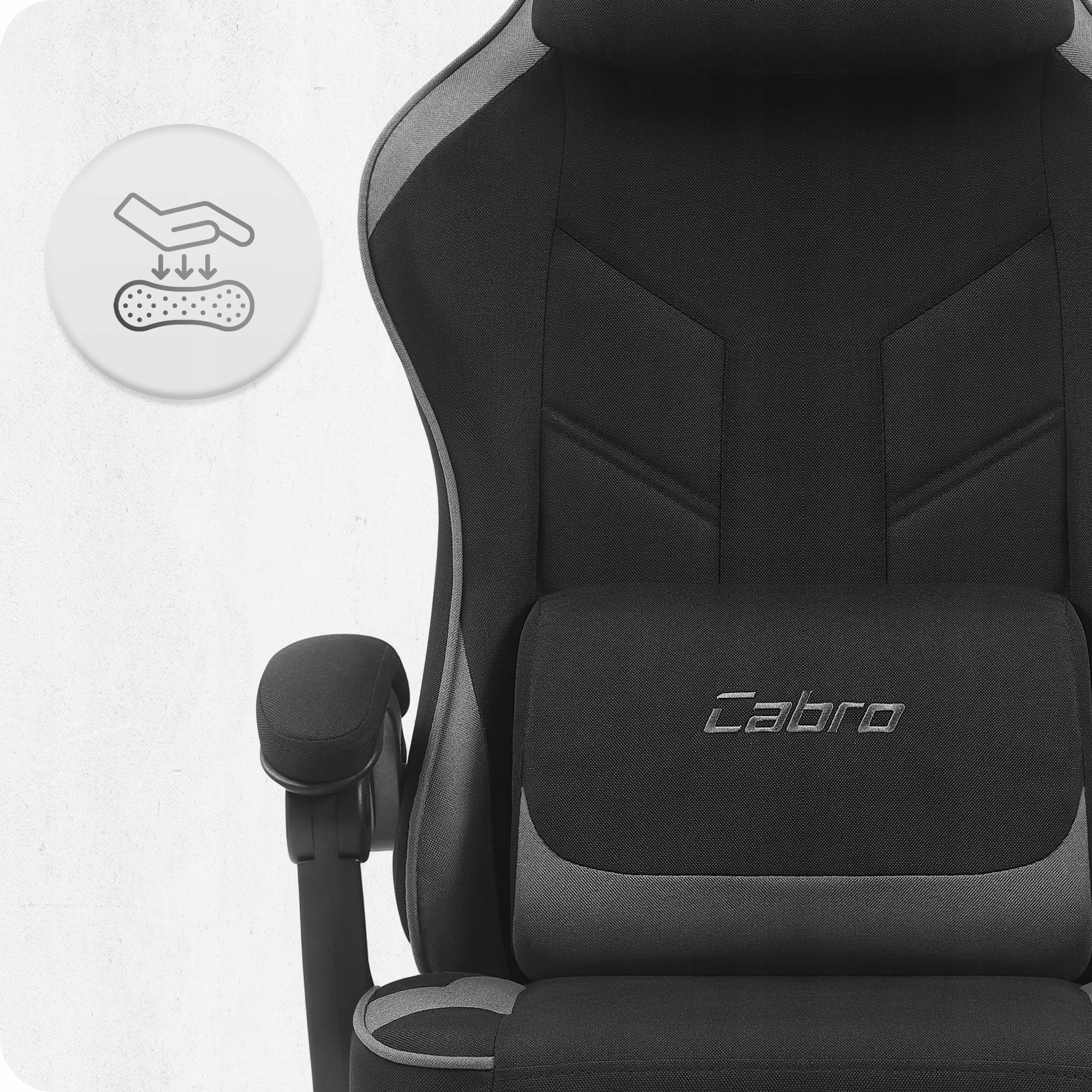 GAMING CHAIR MATERIAL CABRO C504 BLACK GREY FABRIC Model C504 CZARNY SZARY