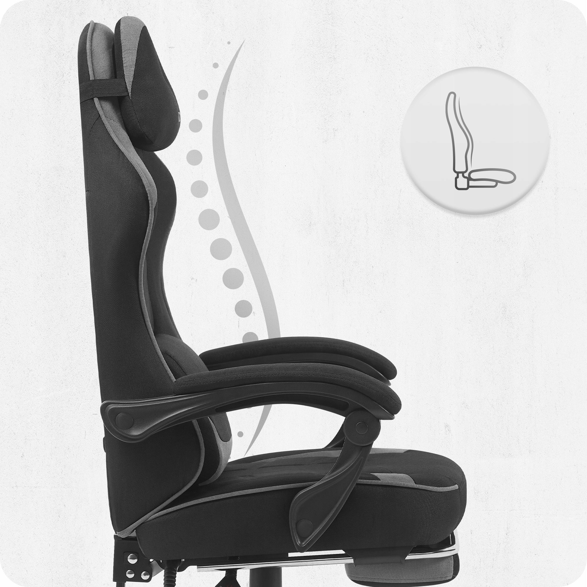 GAMING CHAIR MATERIAL CABRO C504 BLACK GREY FABRIC Packaging status original