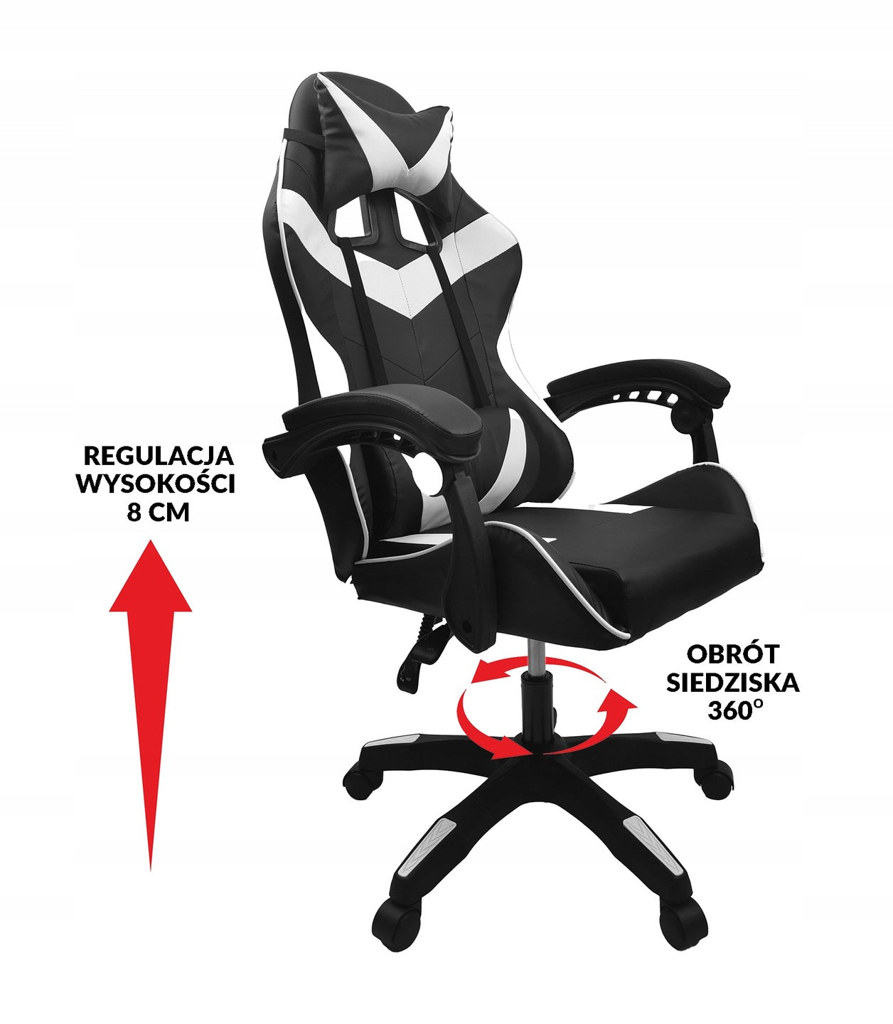 GAMING CHAIR OFFICE PLAYER ROTATING COMPUTER MASSAGE KG108 WHITE Furniture width 66 cm
