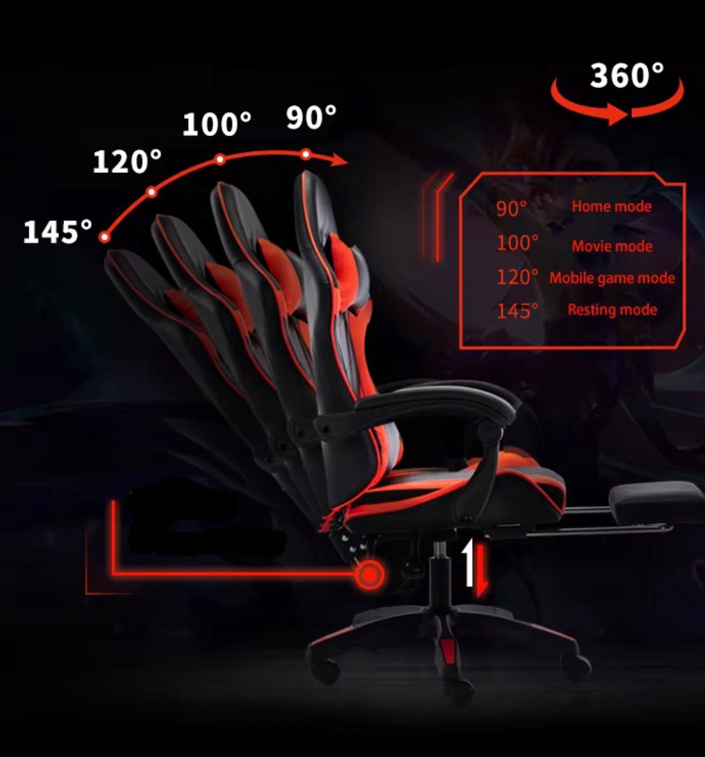 GAMING CHAIR OFFICE SWIVEL GAMING CHAIR FAUX LEATHER BLACK PINK Furniture height 132 cm