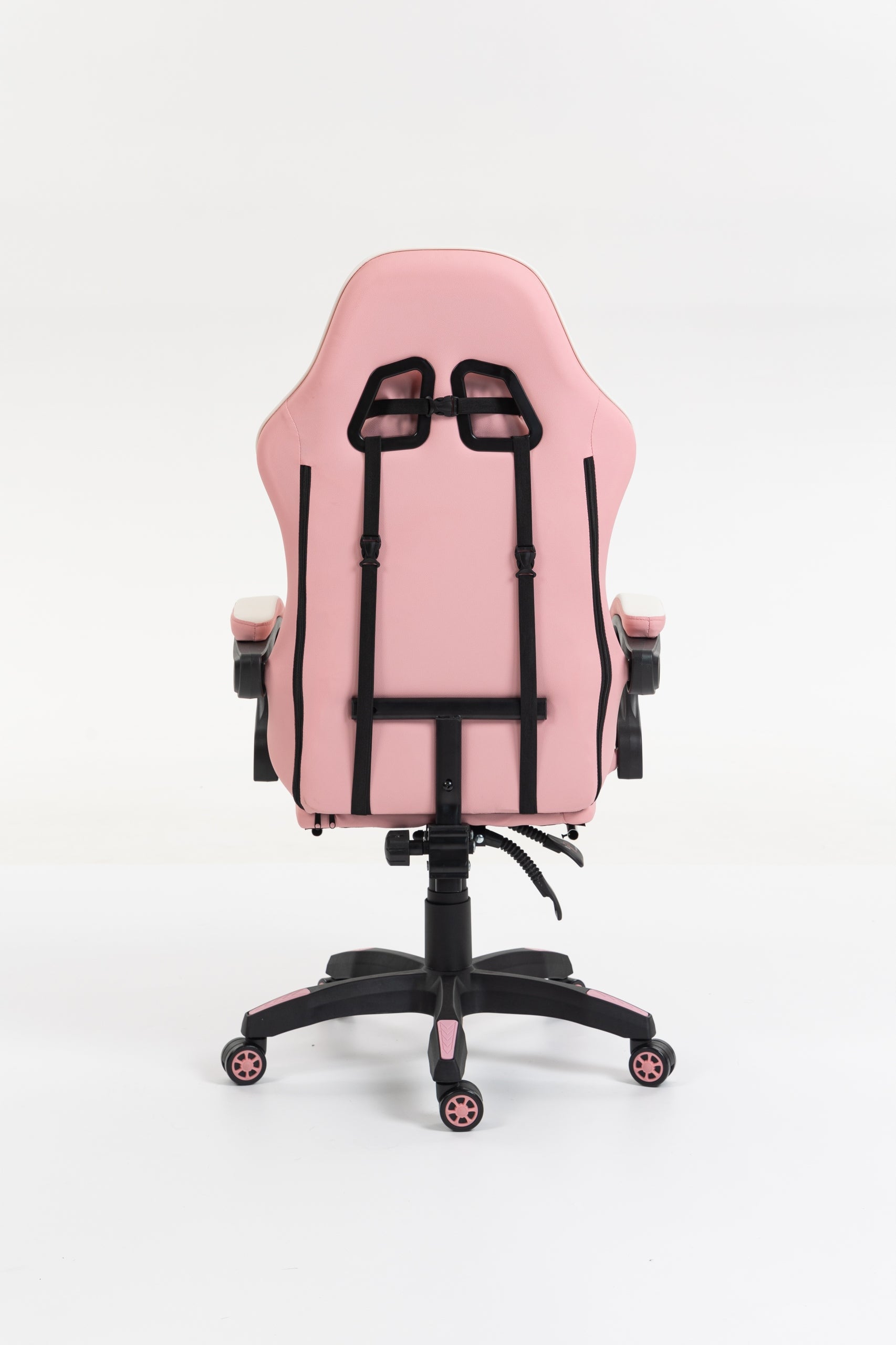 GAMING CHAIR OFFICE SWIVEL GAMING CHAIR FAUX LEATHER PINK AND WHITE Furniture height 128 cm