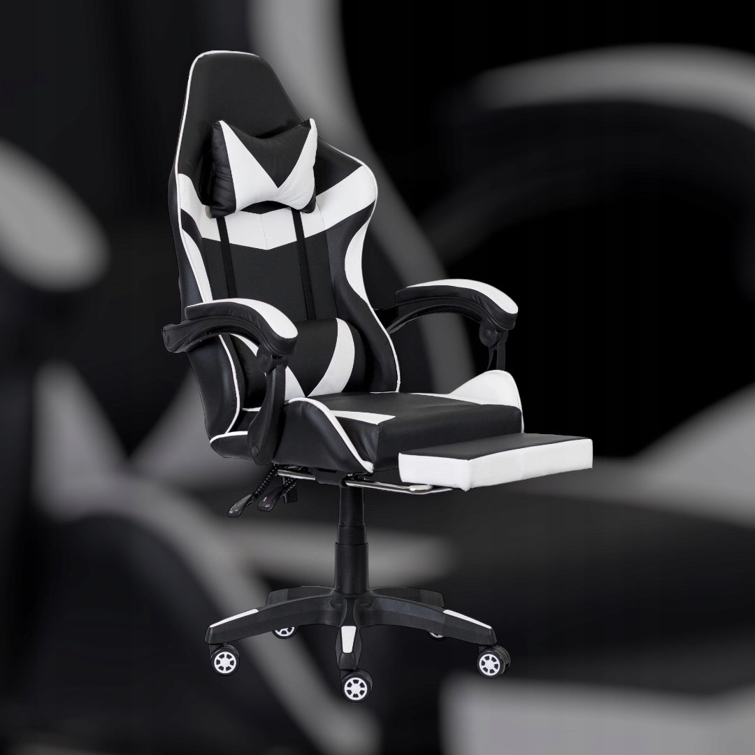 GAMING CHAIR OFFICE SWIVEL GAMING CHAIR FAUX LEATHER WHITE Model PEGIE PRESTIGE
