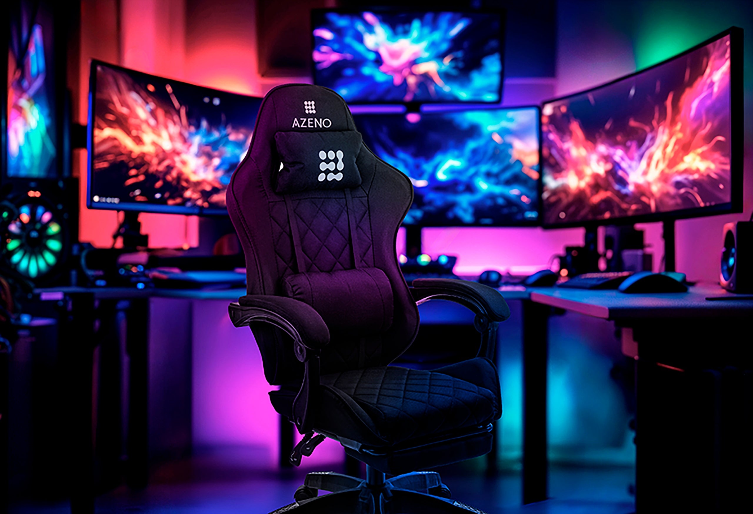 GAMING CHAIR SWIVEL DESK GAMING CHAIR WITH FOOTREST BLACK Packaging status original