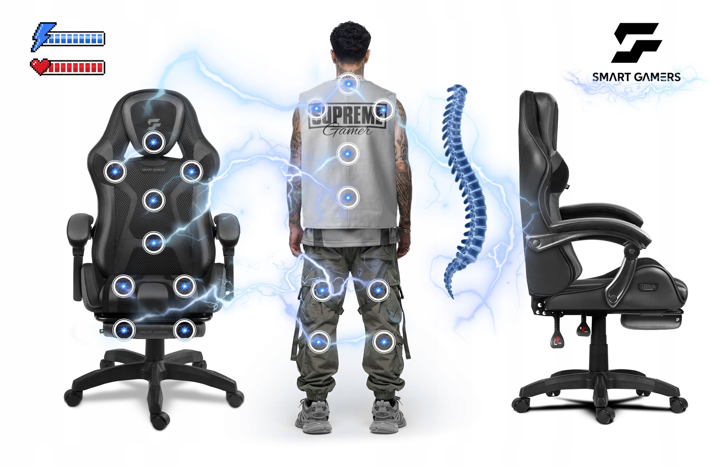 GAMING CHAIR SWIVEL GAMING CHAIR BUCKET FOOTREST Manufacturer code 242900