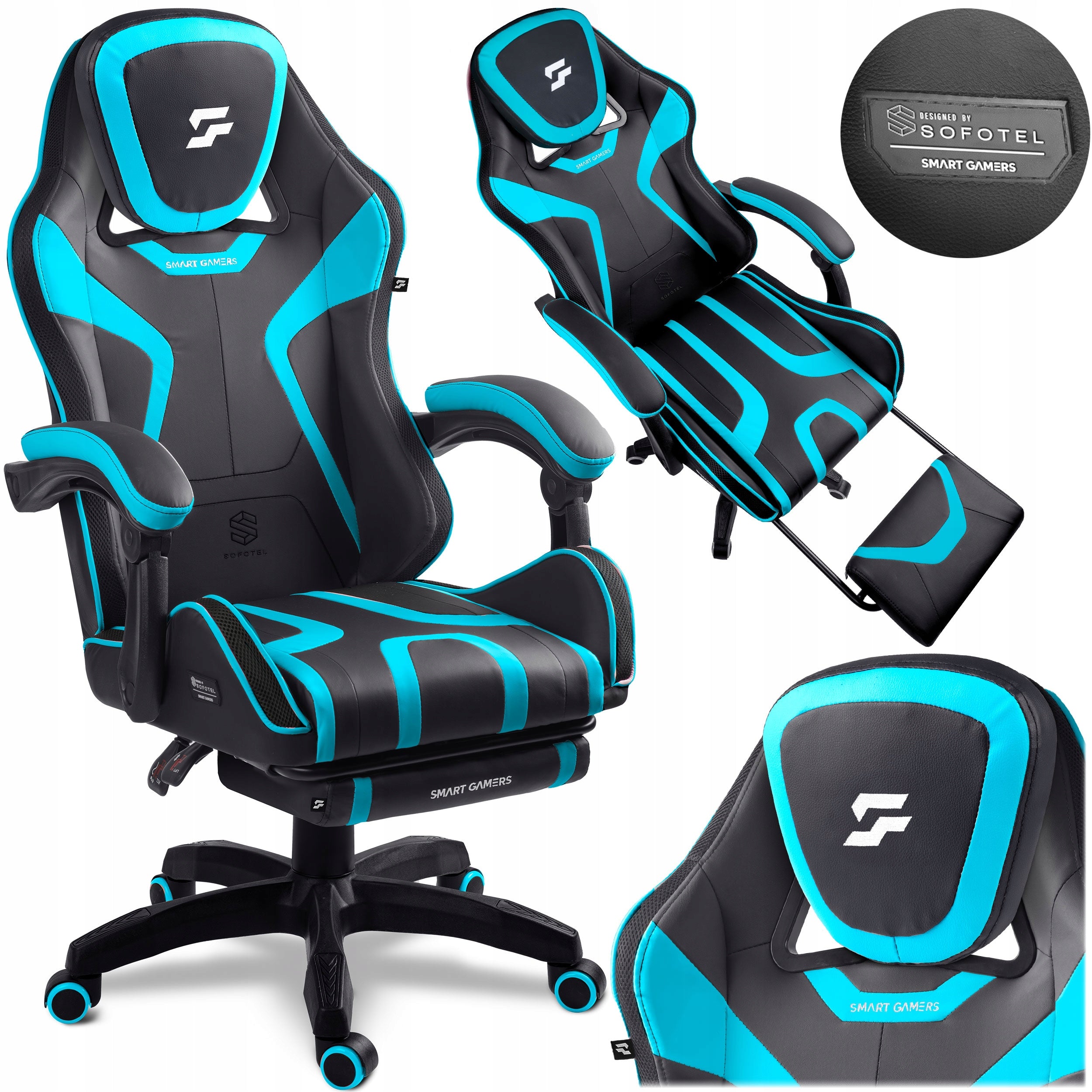 GAMING CHAIR SWIVEL PLAYER CHAIR WITH BUCKET FOOTREST