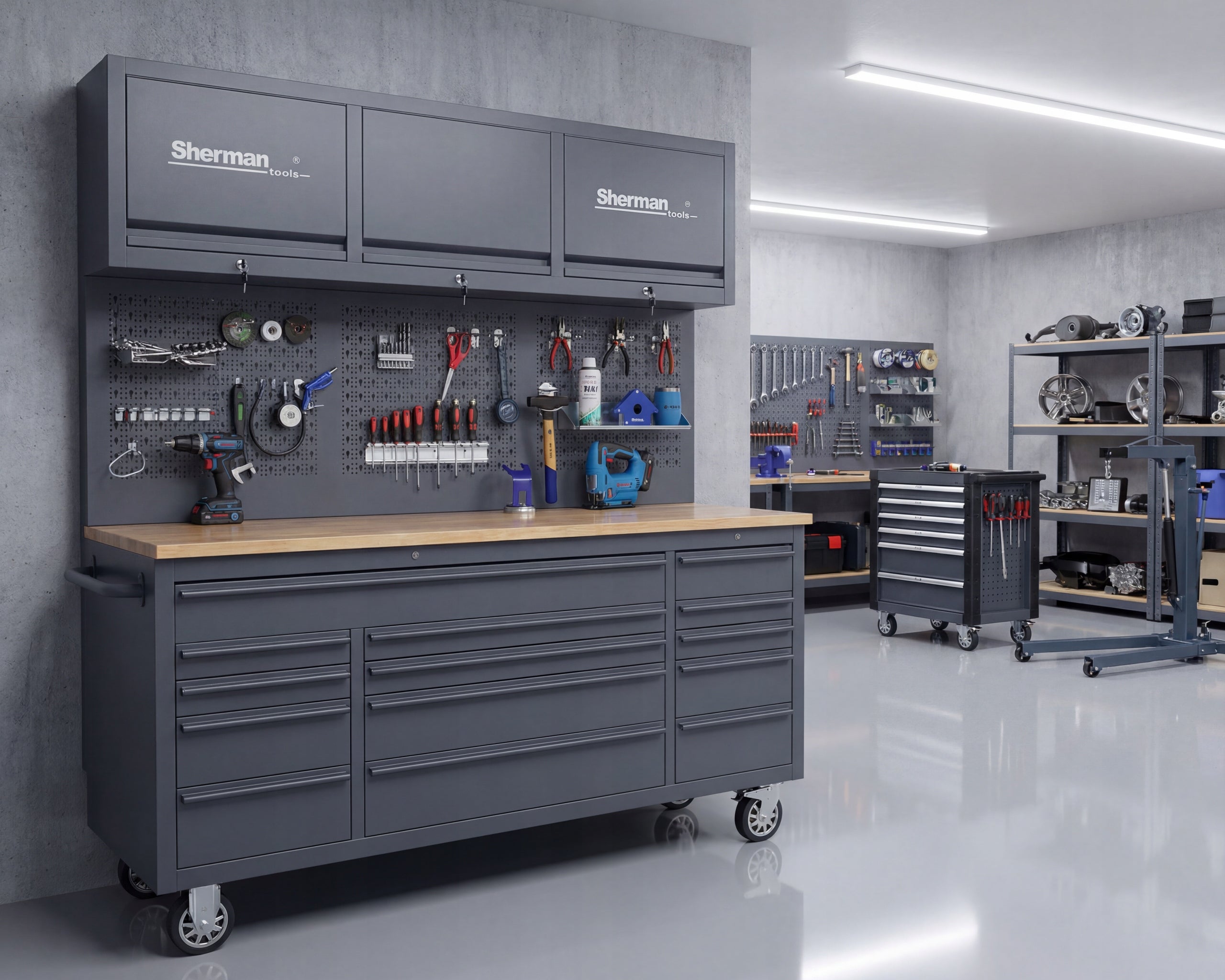 GARAGE FURNITURE TOOL CABINET ON WHEELS PROFESSIONAL BOOKCASE Sherman Brand Sherman