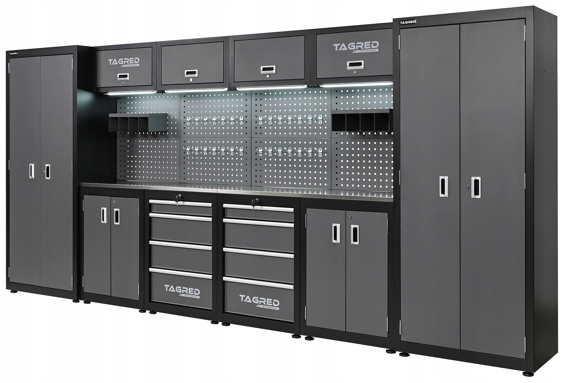 GARAGE FURNITURE WORKSHOP BOOKCASE FOR WORKSHOP MODULES 400CM LED COUNTERTOP INOX 3D Brand Tagred