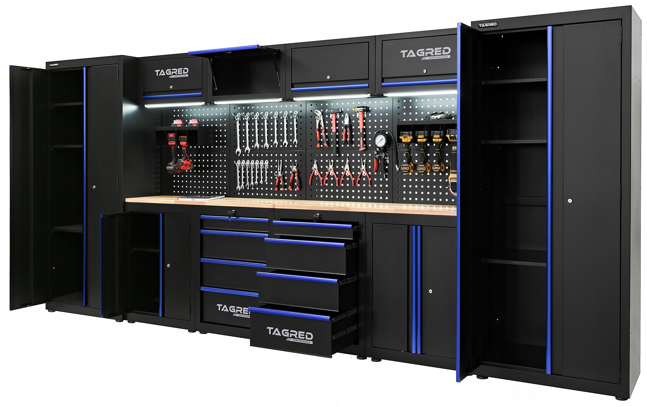 GARAGE FURNITURE WORKSHOP BOOKCASE LARGE FOR GARAGE WORKSHOP LARGE +LED SET Number of drawers 8