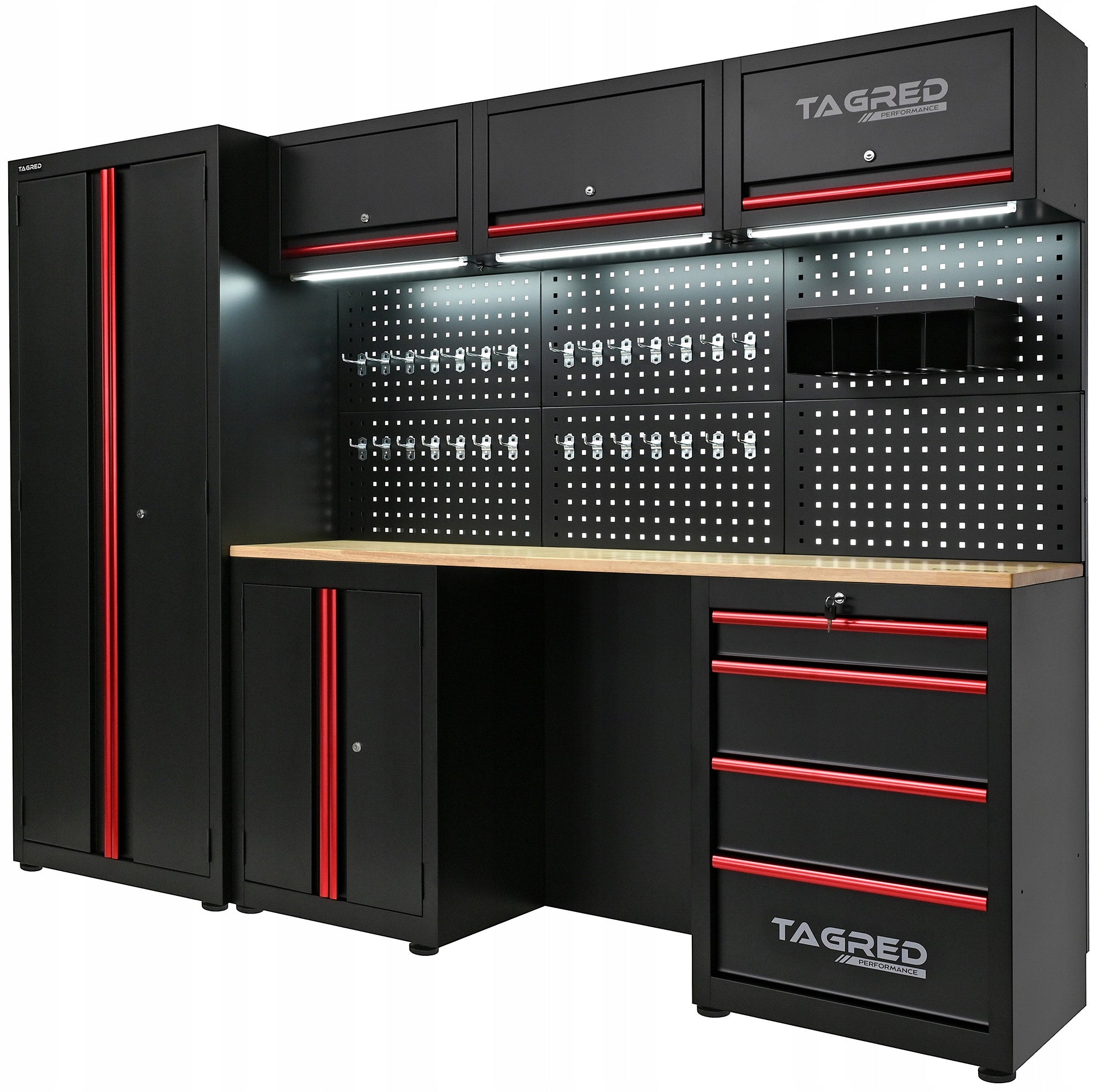 GARAGE FURNITURE WORKSHOP RACK WARDROBE FOR GARAGE WORKSHOP 7 LED MODULES Product width 260 cm