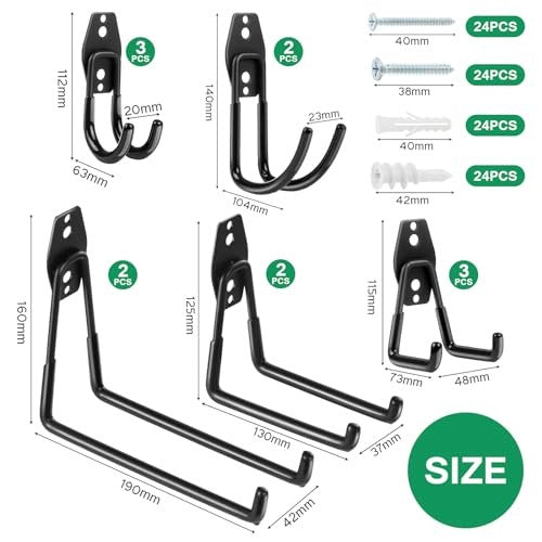 GARAGE WALL HOOKS SET OF 12 PIECES FOR TOOLS ORGANIZATION wooden Manufacturer code SWC5908201189508