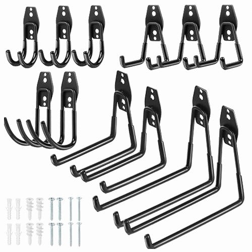GARAGE WALL HOOKS SET OF 12 PIECES FOR TOOLS ORGANIZATION wooden