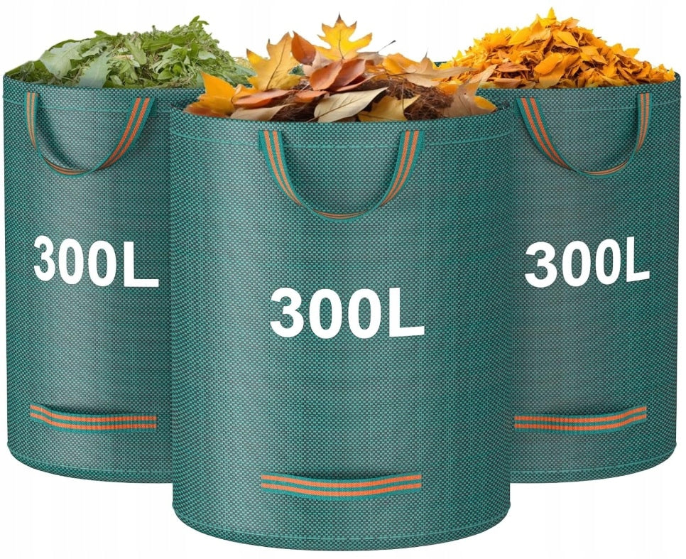 GARDEN BAG LEAF BASKET WASTE GRASS FOLDING STRONG WITH HANDLES 300 L Length 84 m