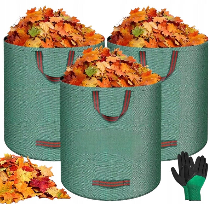 GARDEN BAG LEAF BASKET WASTE GRASS FOLDING STRONG WITH HANDLES 300 L