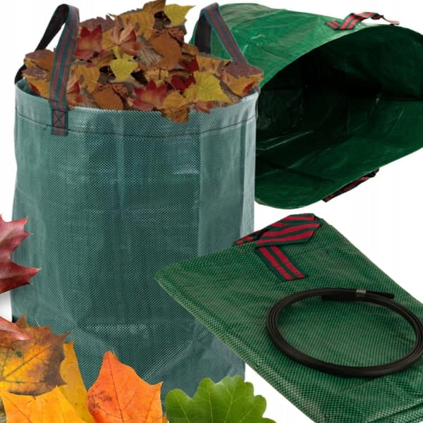 GARDEN BAG WITH HANDLES CONTAINER BASKET FOR LEAVES GRASS WASTE 272L Manufacturer code WOREK NA GAŁĘZIE WODOODPORNY SKŁADANY