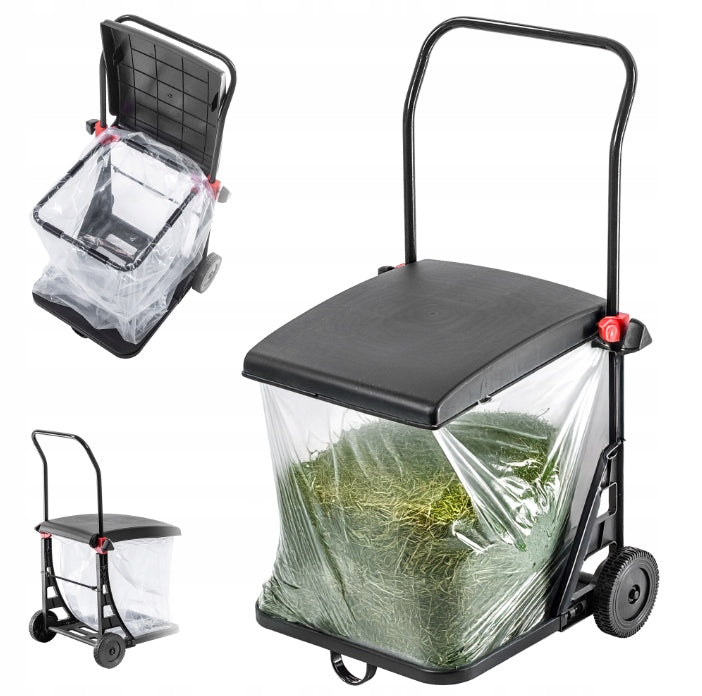 GARDEN BASKET LEAF BAG GRASS WASTE 80L STRONG FRAME ON WHEELS