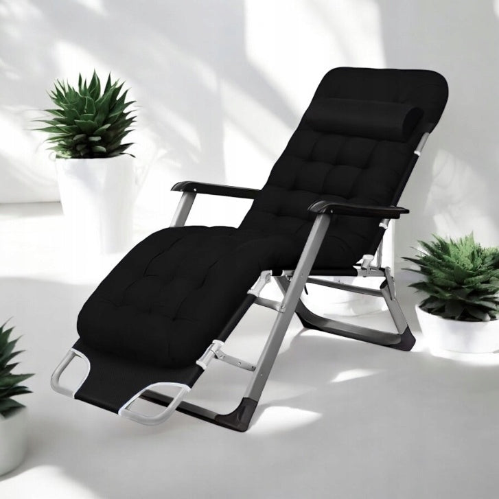 GARDEN BEACH CHAIR FOLDING PILLOW COMFORTABLE BLACK IDEALGarden Brand no brand