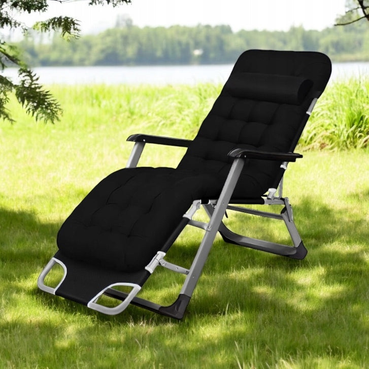 GARDEN BEACH CHAIR FOLDING PILLOW COMFORTABLE BLACK IDEALGarden Manufacturer code LEŻAK DC01-GR-BK