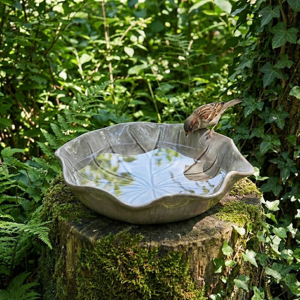 GARDEN BOWL FOR FOUNTAIN DRINKER DECORATIVE CLAY GRAY BOWL CLAY Manufacturer no brand