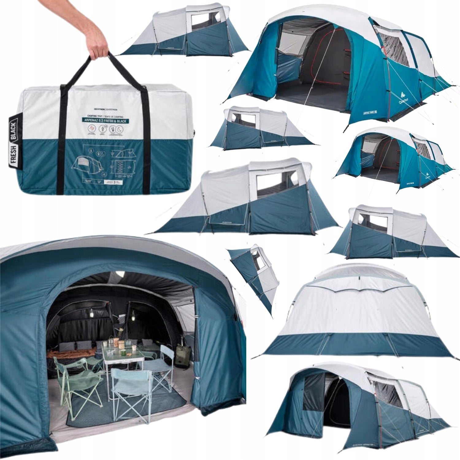 GARDEN CAMPING TENT 5 SEATER 2 BEDROOMS SOLID LARGE