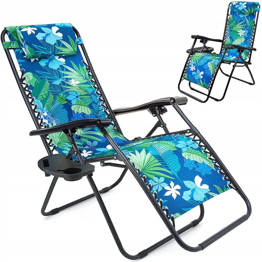 GARDEN CHAIR SUN LOUNGER BEACH CAMPING CHAIR FLOWERS + FREEBIE Manufacturer code Leżak L90