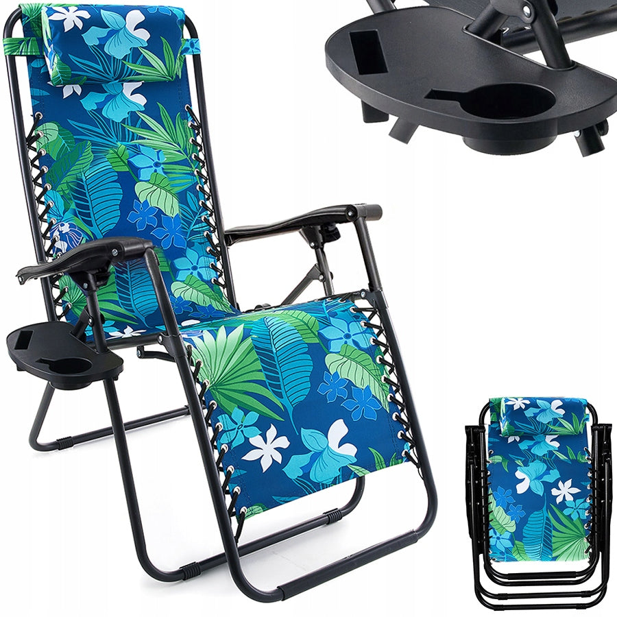GARDEN CHAIR SUN LOUNGER BEACH CAMPING CHAIR FLOWERS + FREEBIE