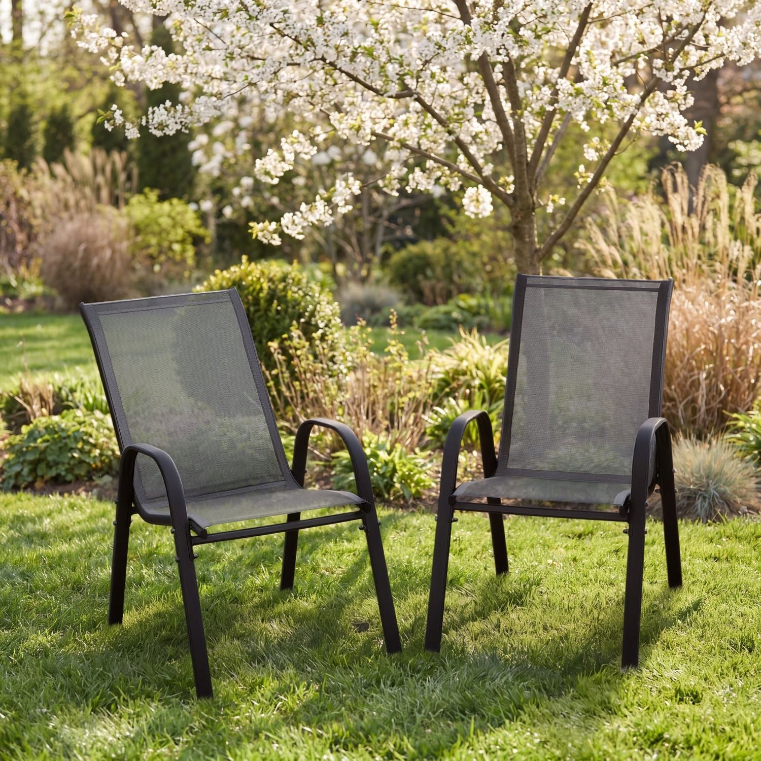 GARDEN CHAIRS METAL SET OF TWO CHAIRS FOR BALCONY TERRACE LUVERNO Packaging status original