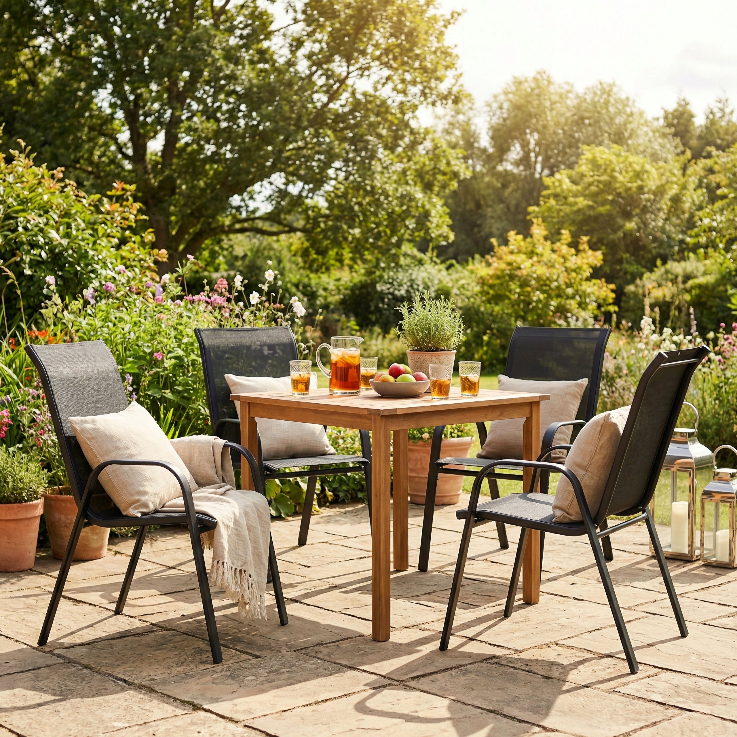 GARDEN CHAIRS SET OF 2 BLACK FOR TERRACE BALCONY GARDEN UP TO 120KG Manufacturer code AY004-2