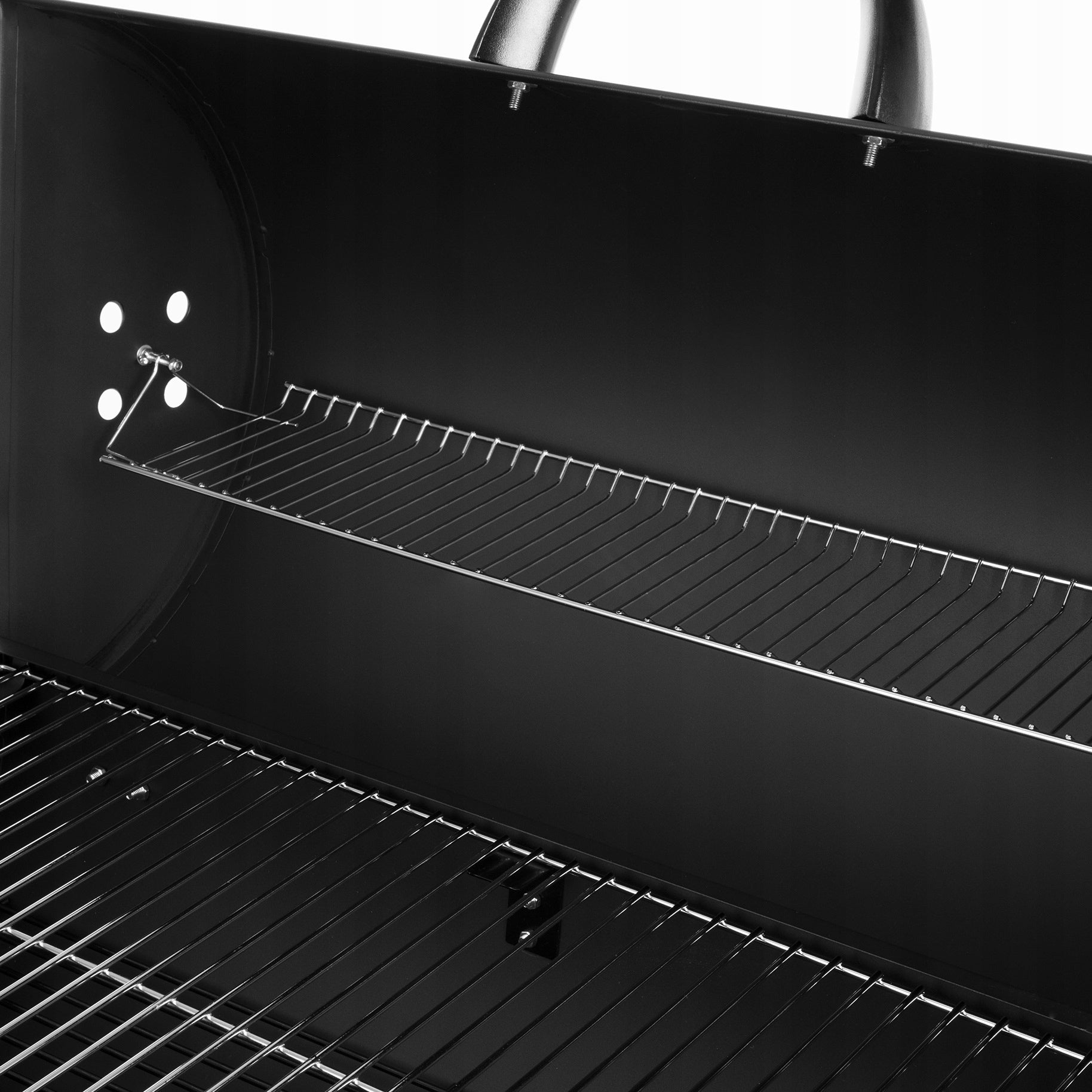 GARDEN CHARCOAL GRILL 2 CHROME GRATES 2 SHELVES ASHTRAY STEEL WITH LID Grill width 115 cm