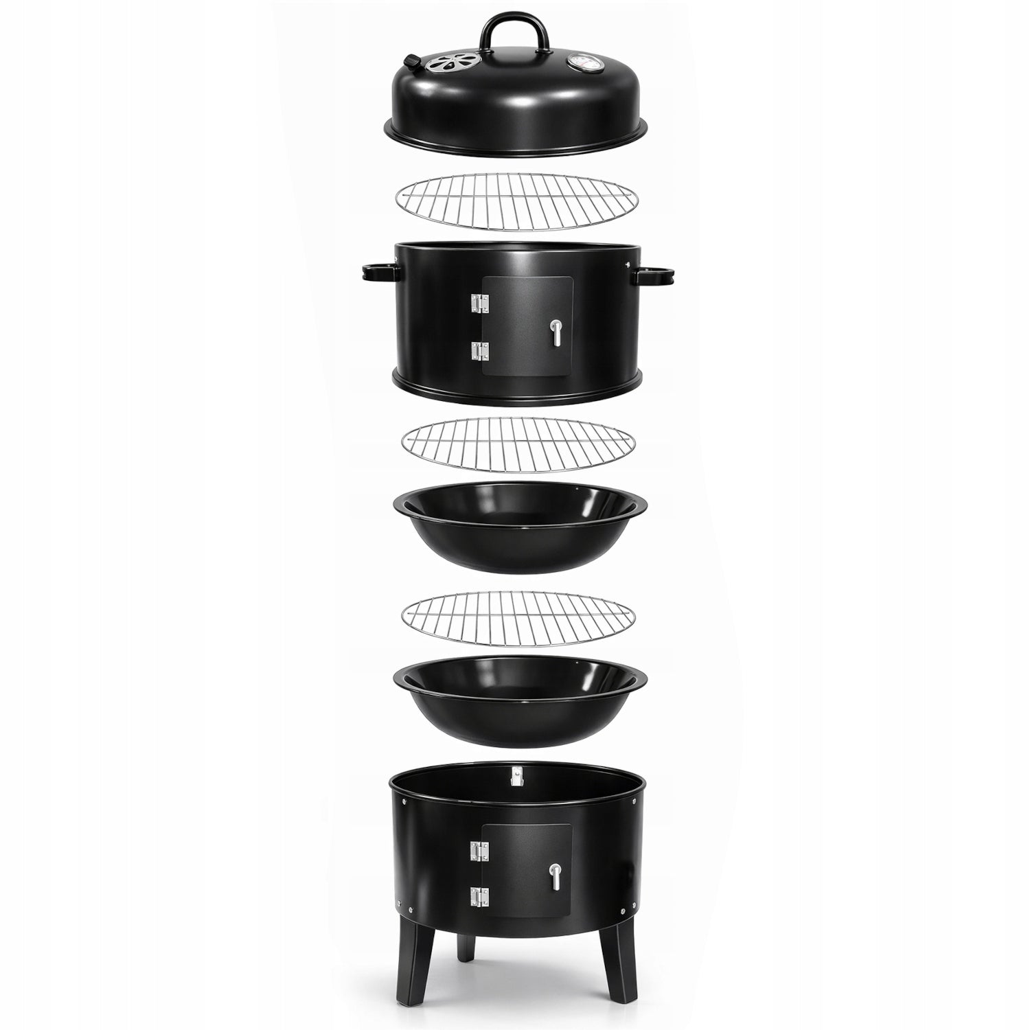 GARDEN CHARCOAL GRILL 3in1 SMOKEHOUSE GARDEN BARREL HEARTH + THERMOMETER Manufacturer Masuletto