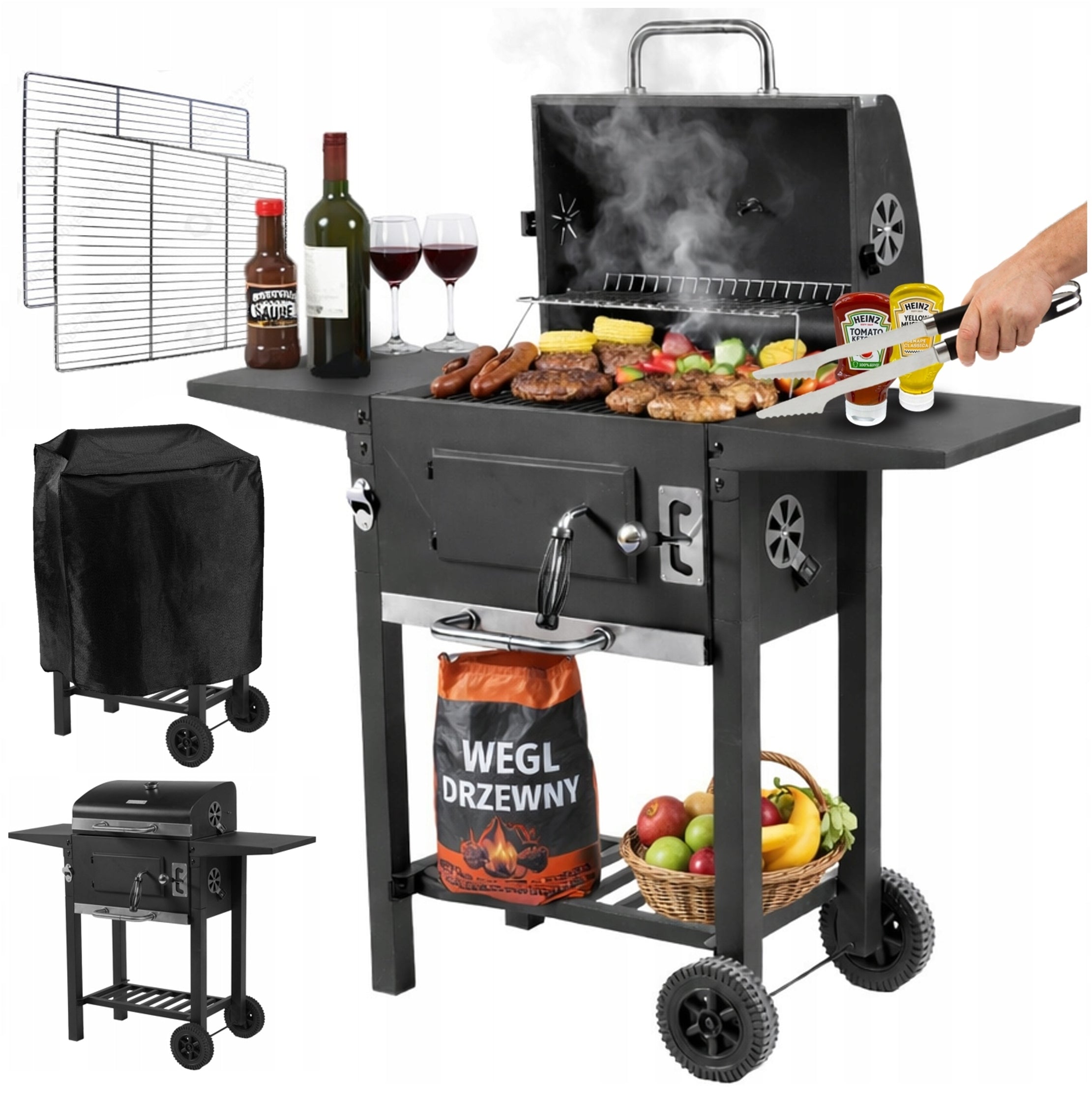 GARDEN CHARCOAL GRILL BBQ COVER ASHTRAY ADJUSTMENT + COVER XXL