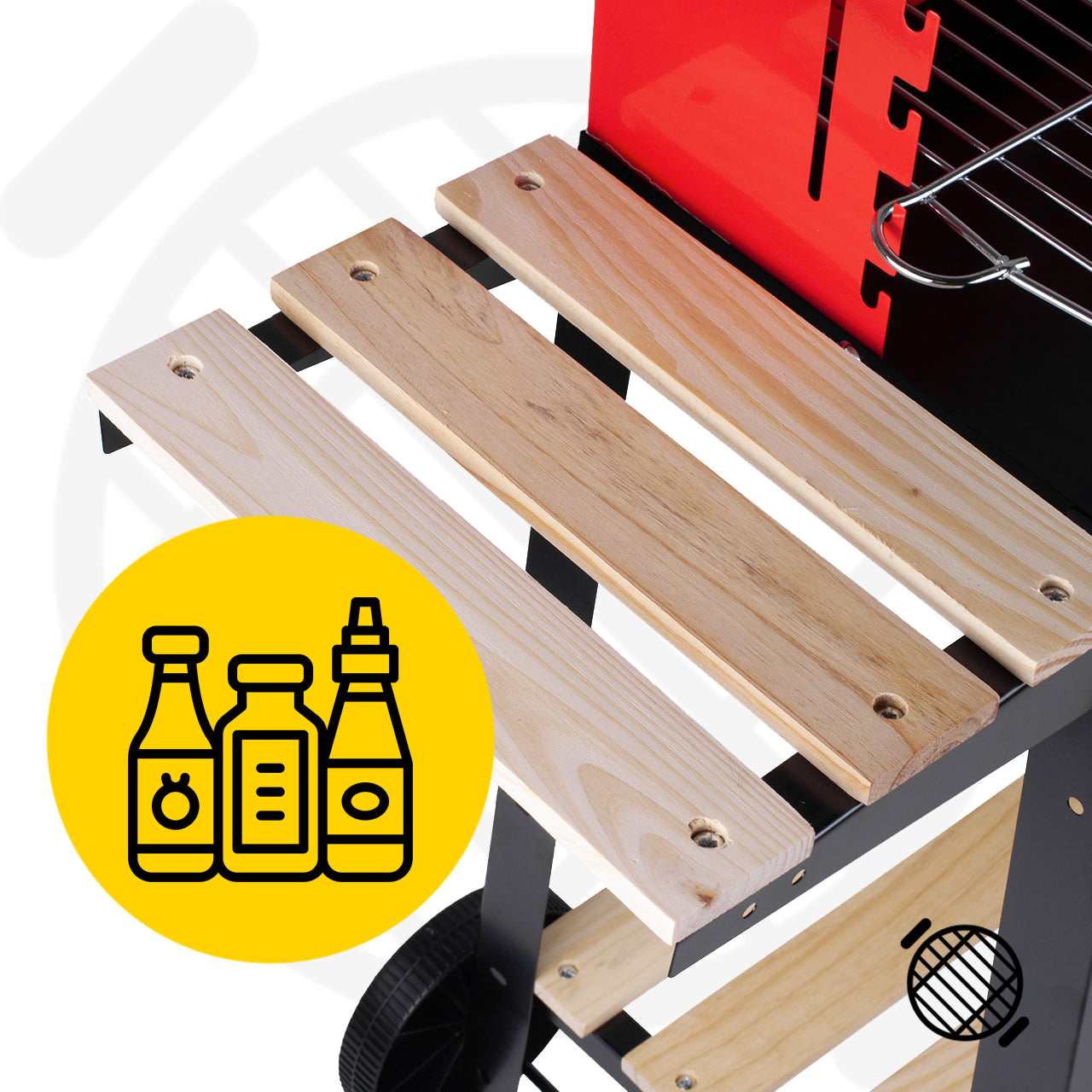GARDEN CHARCOAL GRILL CHROME CORNER GRATE PORTABLE ADJUSTABLE 2 SHELVES Grill height 80 cm