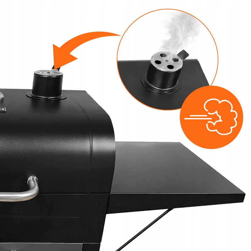 GARDEN CHARCOAL GRILL COVER BUILT-IN ASHTRAY THERMOMETER OPENER BBQ Grill depth 42.5 cm