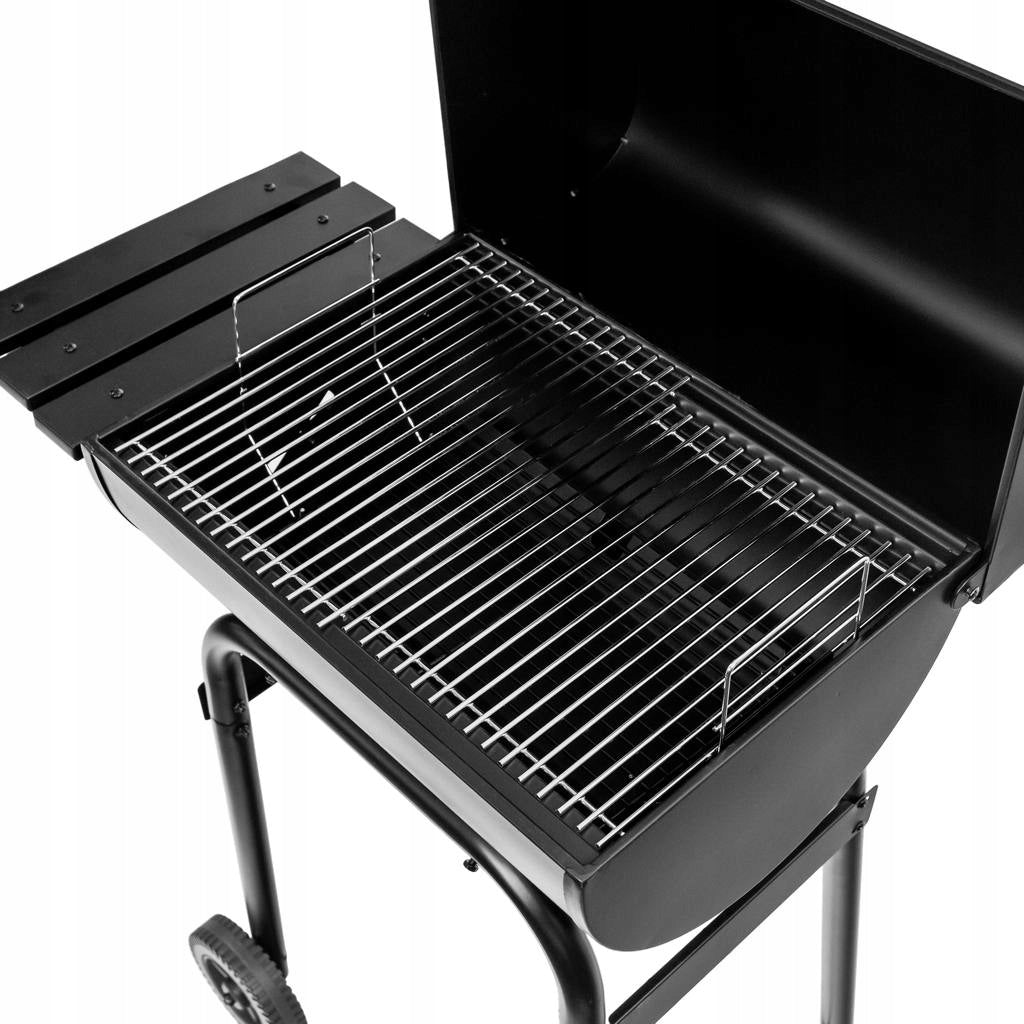 GARDEN CHARCOAL GRILL LARGE Barrel with CHIMNEY Cover THERMOMETER 2 GRATES Grill width 78 cm