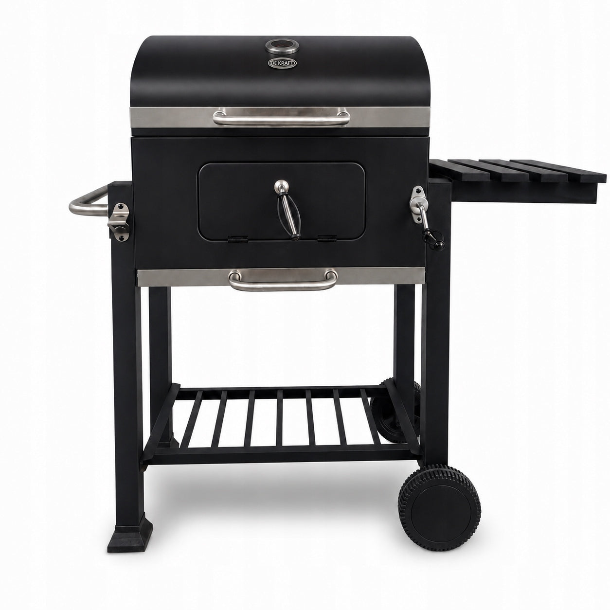 GARDEN CHARCOAL GRILL LARGE CAST IRON GRATE THERMOMETER WITH WHEELS COVER XXL Manufacturer DEKRAFT