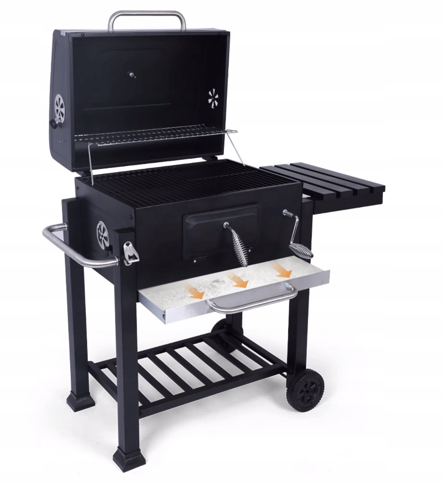 GARDEN CHARCOAL GRILL LARGE GRATE WITH COVER ASHTRAY THERMOMETER Grill width 115 cm