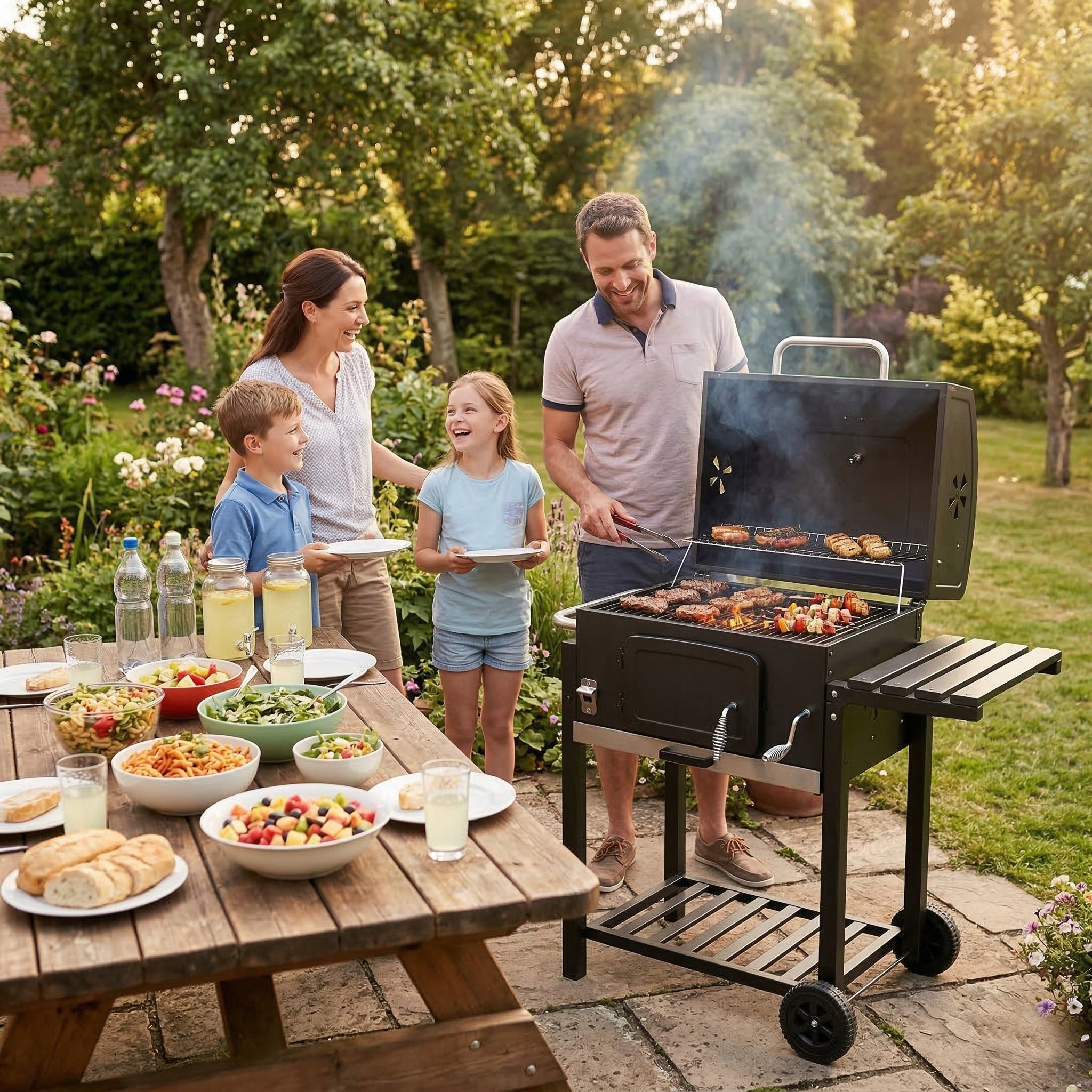 GARDEN CHARCOAL GRILL LARGE GRATE WITH COVER ASHTRAY +THERMOMETER Manufacturer code MIR4425