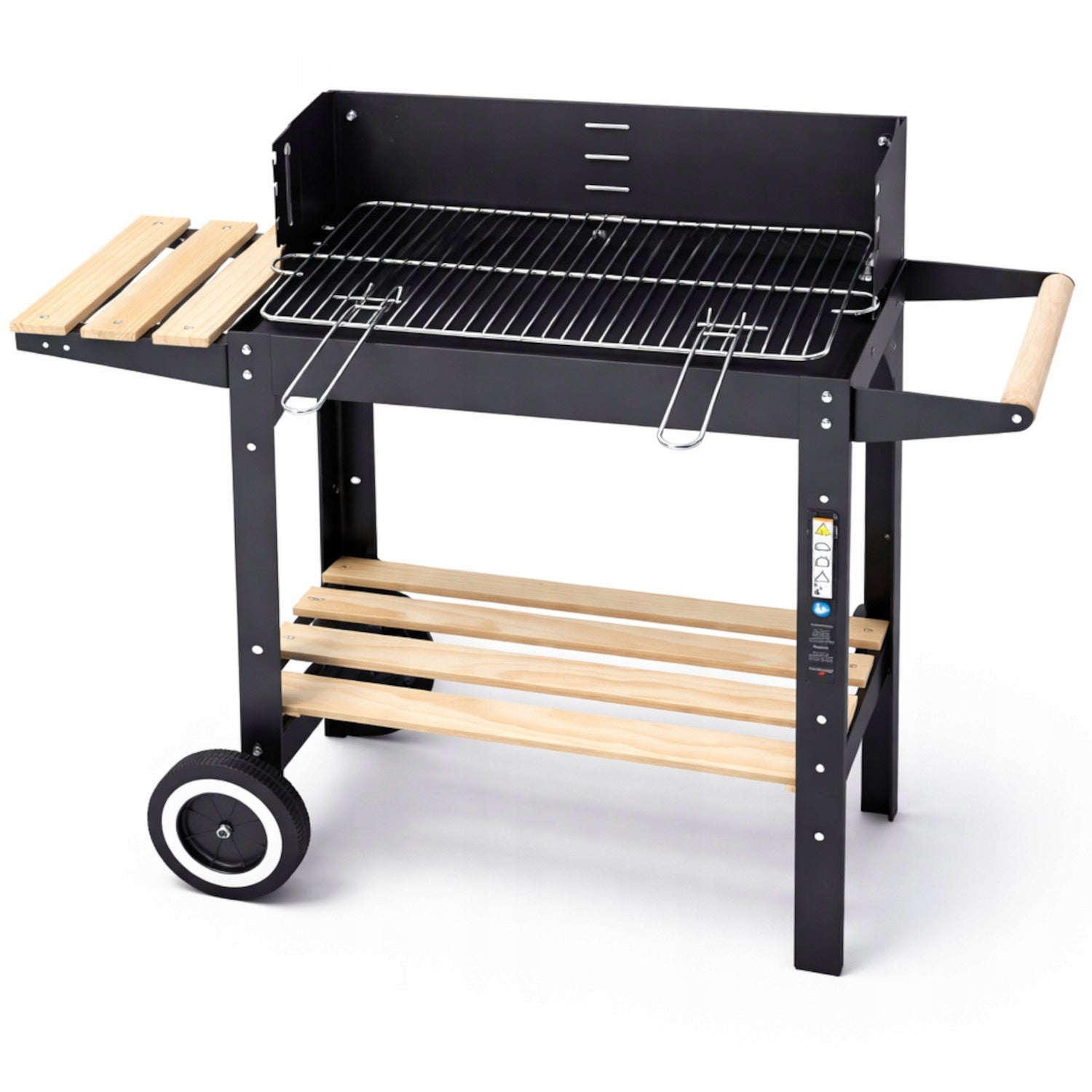 GARDEN CHARCOAL GRILL LARGE SMART SHELF SPIT 5IN1 WINDSHIELD ON WHEELS Grill depth 41 cm