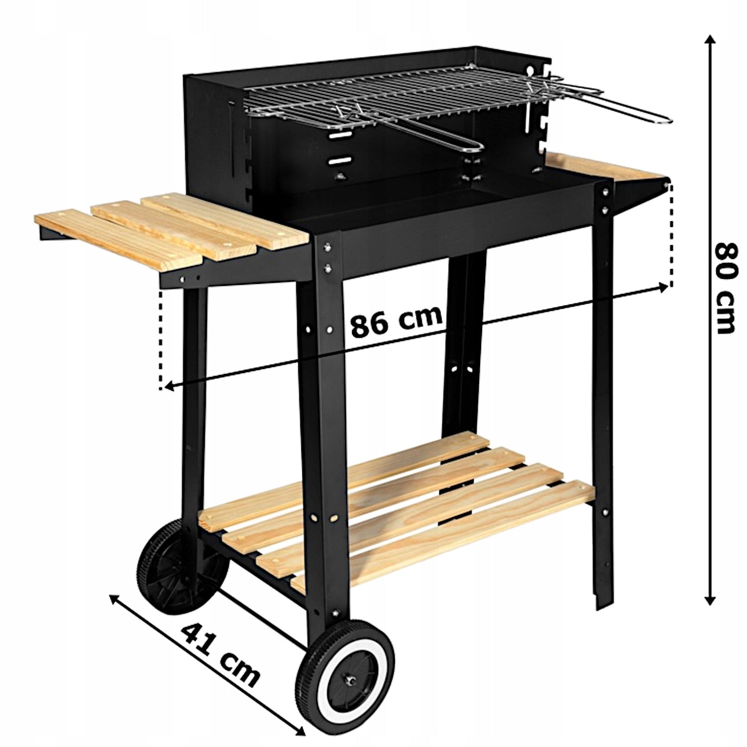 GARDEN CHARCOAL GRILL LARGE SMART SHELF SPIT 5IN1 WINDSHIELD ON WHEELS Grill width 86 cm